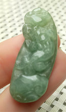 Load image into Gallery viewer, 10% OFF- Certified Natural Oily Green Jadeite Emerald A*Jade HandCarved Lucky Dragon-Pixiu Pendant A2826