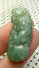 Load image into Gallery viewer, 10% OFF- Certified Natural Oily Green Jadeite Emerald A*Jade HandCarved Lucky Dragon-Pixiu Pendant A2826