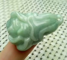 Load image into Gallery viewer, 10% OFF- Certified Natural Lavender Green Jadeite Emerald A*Jade HandCarved Lucky Cabbage Pendant A0099