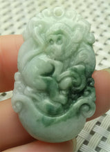 Load image into Gallery viewer, 10% OFF- Certified Natural Jadeite Emerald A*Jade HandCarved Lucky Monkey Pendant A9187