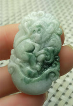 Load image into Gallery viewer, 10% OFF- Certified Natural Jadeite Emerald A*Jade HandCarved Lucky Monkey Pendant A9187