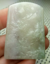 Load image into Gallery viewer, 10% OFF- Certified Natural Lavender Jadeite Emerald A*Jade HandCarved Beautiful Landscape Pendant A0100