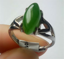 Load image into Gallery viewer, 10% OFF- Certified Natural Green Emerald A*Jade HandCrafted Jade Pendant Silver Ring A1995 (Free Size)