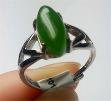 Load image into Gallery viewer, 10% OFF- Certified Natural Green Emerald A*Jade HandCrafted Jade Pendant Silver Ring A1995 (Free Size)