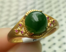 Load image into Gallery viewer, 10% OFF- Certified Natural Green Emerald A*Jade HandCrafted Jade Pendant Ring A1991 (Free Size)