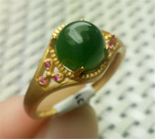 Load image into Gallery viewer, 10% OFF- Certified Natural Green Emerald A*Jade HandCrafted Jade Pendant Ring A1991 (Free Size)