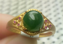 Load image into Gallery viewer, 10% OFF- Certified Natural Green Emerald A*Jade HandCrafted Jade Pendant Ring A1991 (Free Size)