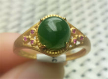 Load image into Gallery viewer, 10% OFF- Certified Natural Green Emerald A*Jade HandCrafted Jade Pendant Ring A1991 (Free Size)
