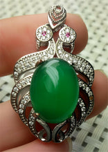 Load image into Gallery viewer, 10% OFF- Certified Natural Emerald A*Jade Handcrafted Oval Jade Pendant-White Gold 925 Sterling Silver