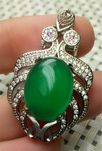 Load image into Gallery viewer, 10% OFF- Certified Natural Emerald A*Jade Handcrafted Oval Jade Pendant-White Gold 925 Sterling Silver