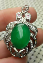 Load image into Gallery viewer, 10% OFF- Certified Natural Emerald A*Jade Handcrafted Oval Jade Pendant-White Gold 925 Sterling Silver