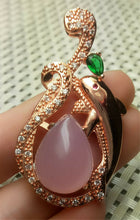 Load image into Gallery viewer, 10% OFF- Certified Natural Emerald A*Jade Handcrafted Pink Jade Pendant-Dolphin Rose Gold 925 Sterling Silver