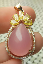 Load image into Gallery viewer, 10% OFF- Certified Natural Emerald A*Jade Handcrafted Pink Jade Pendant-Gold 925 Sterling Silver A2123