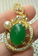 Load image into Gallery viewer, 10% OFF- Certified Natural Emerald A*Jade Handcrafted Oval Green Jade Pearl Pendant-Gold 925 Sterling Silver A2017