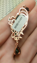 Load image into Gallery viewer, 10% OFF- Certified Natural Emerald A*Jade Handcrafted Green Jade Phoenix Pendant-Rose Gold 925 Sterling Silver A2028