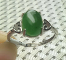 Load image into Gallery viewer, 10% OFF- Certified Natural Emerald A*Jade Handcrafted Green Jade Heart Ring-925 Sterling Silver A1993