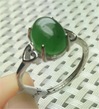 Load image into Gallery viewer, 10% OFF- Certified Natural Emerald A*Jade Handcrafted Green Jade Heart Ring-925 Sterling Silver A1993