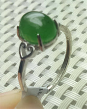 Load image into Gallery viewer, 10% OFF- Certified Natural Emerald A*Jade Handcrafted Green Jade Heart Ring-925 Sterling Silver A1993