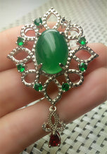 Load image into Gallery viewer, 10% OFF- Certified Natural Emerald A*Jade Handcrafted Oval Green Jade Pendant-925 Sterling Silver A2015