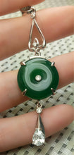 Load image into Gallery viewer, 10% OFF- Certified Natural Emerald A*Jade Handcrafted Donut Green Jade Pendant-925 Sterling Silver A6890