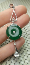 Load image into Gallery viewer, 10% OFF- Certified Natural Emerald A*Jade Handcrafted Donut Green Jade Pendant-925 Sterling Silver A6890