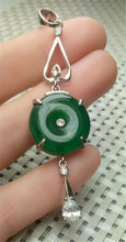 Load image into Gallery viewer, 10% OFF- Certified Natural Emerald A*Jade Handcrafted Donut Green Jade Pendant-925 Sterling Silver A6890