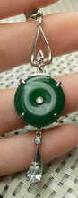 Load image into Gallery viewer, 10% OFF- Certified Natural Emerald A*Jade Handcrafted Donut Green Jade Pendant-925 Sterling Silver A6890