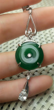 Load image into Gallery viewer, 10% OFF- Certified Natural Emerald A*Jade Handcrafted Donut Green Jade Pendant-925 Sterling Silver A6890