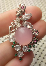 Load image into Gallery viewer, 10% OFF- Certified Natural Emerald A*Jade Handcrafted Pink Jade Flowers Pendant-925 Sterling Silver