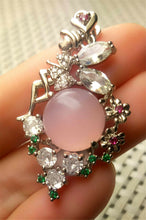 Load image into Gallery viewer, 10% OFF- Certified Natural Emerald A*Jade Handcrafted Pink Jade Flowers Pendant-925 Sterling Silver