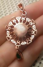Load image into Gallery viewer, 10% OFF- Certified Natural Emerald A*Jade Handcrafted Green Jade Sun Flower Pendant-Rose Gold 925 Sterling Silver A2960