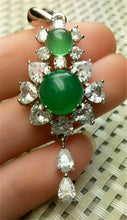Load image into Gallery viewer, 10% OFF- Certified Natural Emerald A*Jade Handcrafted Green Jade Sun Flower Pendant-925 Sterling Silver A2012