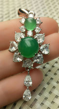 Load image into Gallery viewer, 10% OFF- Certified Natural Emerald A*Jade Handcrafted Green Jade Sun Flower Pendant-925 Sterling Silver A2012