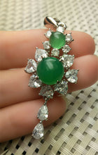 Load image into Gallery viewer, 10% OFF- Certified Natural Emerald A*Jade Handcrafted Green Jade Sun Flower Pendant-925 Sterling Silver A2012