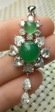 Load image into Gallery viewer, 10% OFF- Certified Natural Emerald A*Jade Handcrafted Green Jade Sun Flower Pendant-925 Sterling Silver A2012