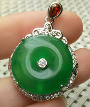 Load image into Gallery viewer, 10% OFF- Certified Natural Emerald A*Jade Handcrafted Green Jade Donut Pendant-925 Sterling Silver A2113