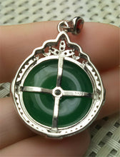 Load image into Gallery viewer, 10% OFF- Certified Natural Emerald A*Jade Handcrafted Green Jade Donut Pendant-925 Sterling Silver A2113