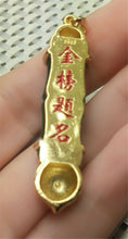 Load image into Gallery viewer, 10% OFF- Certified Natural Emerald A*Jade Handcrafted Lucky Green Jade Brush Pen Pendant-Gold 925 Sterling Silver A2039