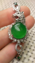 Load image into Gallery viewer, 10% OFF- Certified Natural Emerald A*Jade Handcrafted Lucky Green Jade Leopard Pendant-925 Sterling Silver A2937