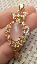 Load image into Gallery viewer, 10% OFF- Certified Natural Emerald A*Jade Handcrafted Lucky Pink Jade Pendant-Rose Gold 925 Sterling Silver A2964