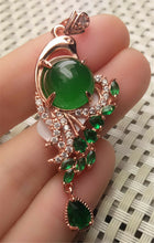 Load image into Gallery viewer, 10% OFF- Certified Natural Emerald A*Jade Handcrafted Lucky Green Jade Phoenix Pendant-Rose Gold 925 Sterling Silver A2950