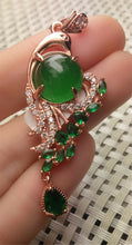 Load image into Gallery viewer, 10% OFF- Certified Natural Emerald A*Jade Handcrafted Lucky Green Jade Phoenix Pendant-Rose Gold 925 Sterling Silver A2950