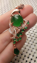 Load image into Gallery viewer, 10% OFF- Certified Natural Emerald A*Jade Handcrafted Lucky Green Jade Phoenix Pendant-Rose Gold 925 Sterling Silver A2950