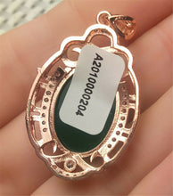 Load image into Gallery viewer, 10% OFF- Certified Natural Emerald A*Jade Handcrafted Lucky Green Jade Oval Pendant-Rose Gold 925 Sterling Silver A0204