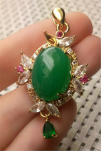 Load image into Gallery viewer, 10% OFF- Certified Natural Emerald A*Jade Handcrafted Lucky Green Jade Oval Pendant-Gold 925 Sterling Silver A2957