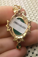 Load image into Gallery viewer, 10% OFF- Certified Natural Emerald A*Jade Handcrafted Lucky Green Jade Oval Pendant-Gold 925 Sterling Silver A2957