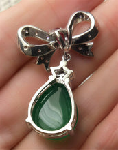 Load image into Gallery viewer, 10% OFF- Certified Natural Emerald A*Jade Handcrafted Lucky Green Jade Ribbon Pendant-925 Sterling Silver A0195