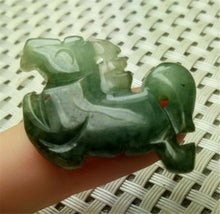 Load image into Gallery viewer, 10% OFF- Certified Natural Oily Green Jadeite Emerald A*Jade HandCarved Lucky Horse Jade Pendant A9158