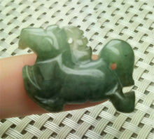 Load image into Gallery viewer, 10% OFF- Certified Natural Oily Green Jadeite Emerald A*Jade HandCarved Lucky Horse Jade Pendant A9158