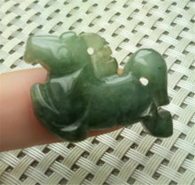 Load image into Gallery viewer, 10% OFF- Certified Natural Oily Green Jadeite Emerald A*Jade HandCarved Lucky Horse Jade Pendant A9158